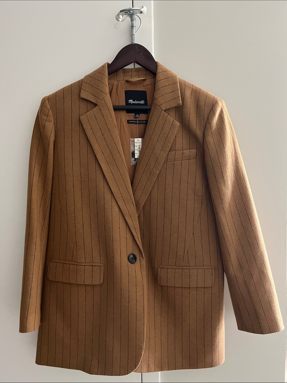 Madewell Oversized Pinstripe Single-Button Blazer Size 00 NN827